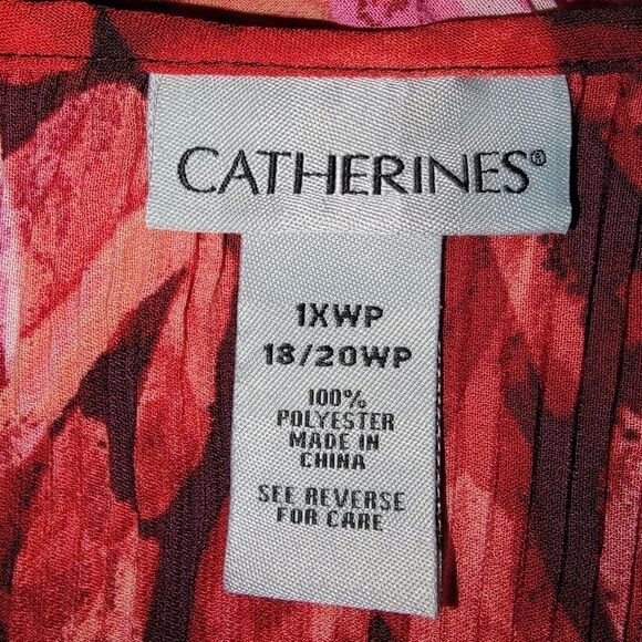 Catherines broomstick red floral beaded blouse top 1xwp (18/20wp) - Picture 6 of 6